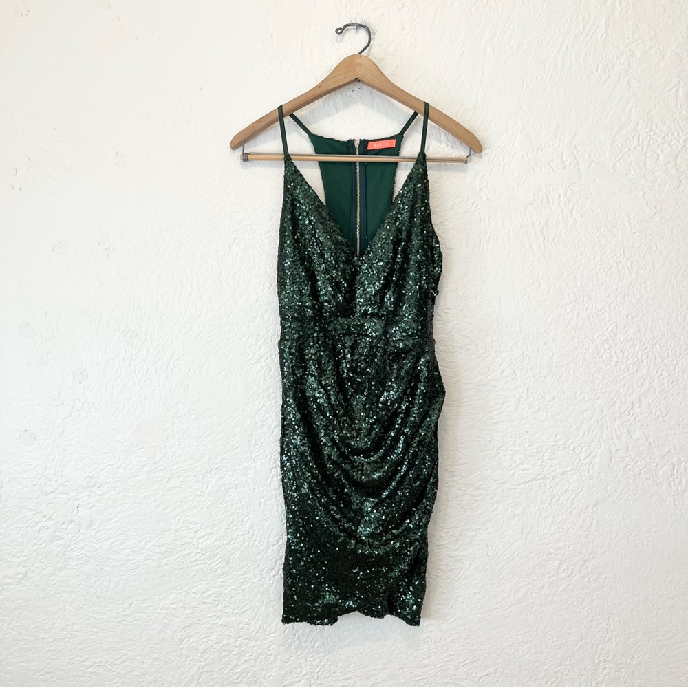 Banjul Dress Emerald Green Sequin Cutout Sides Small S - Picture 6 of 11